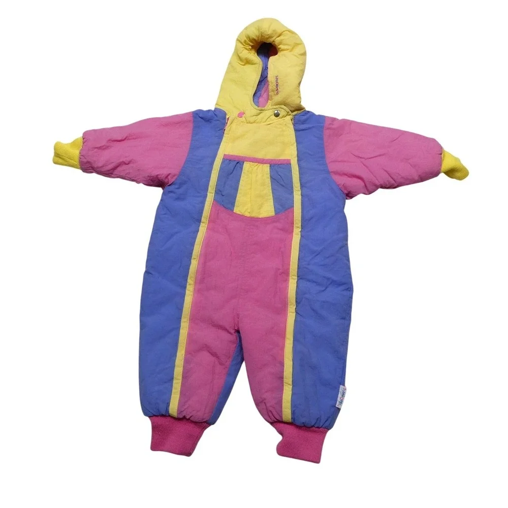 Vintage Gymboree Snowsuit Baby‎ Girls Newborn Multicolor Hooded Puffer Winter